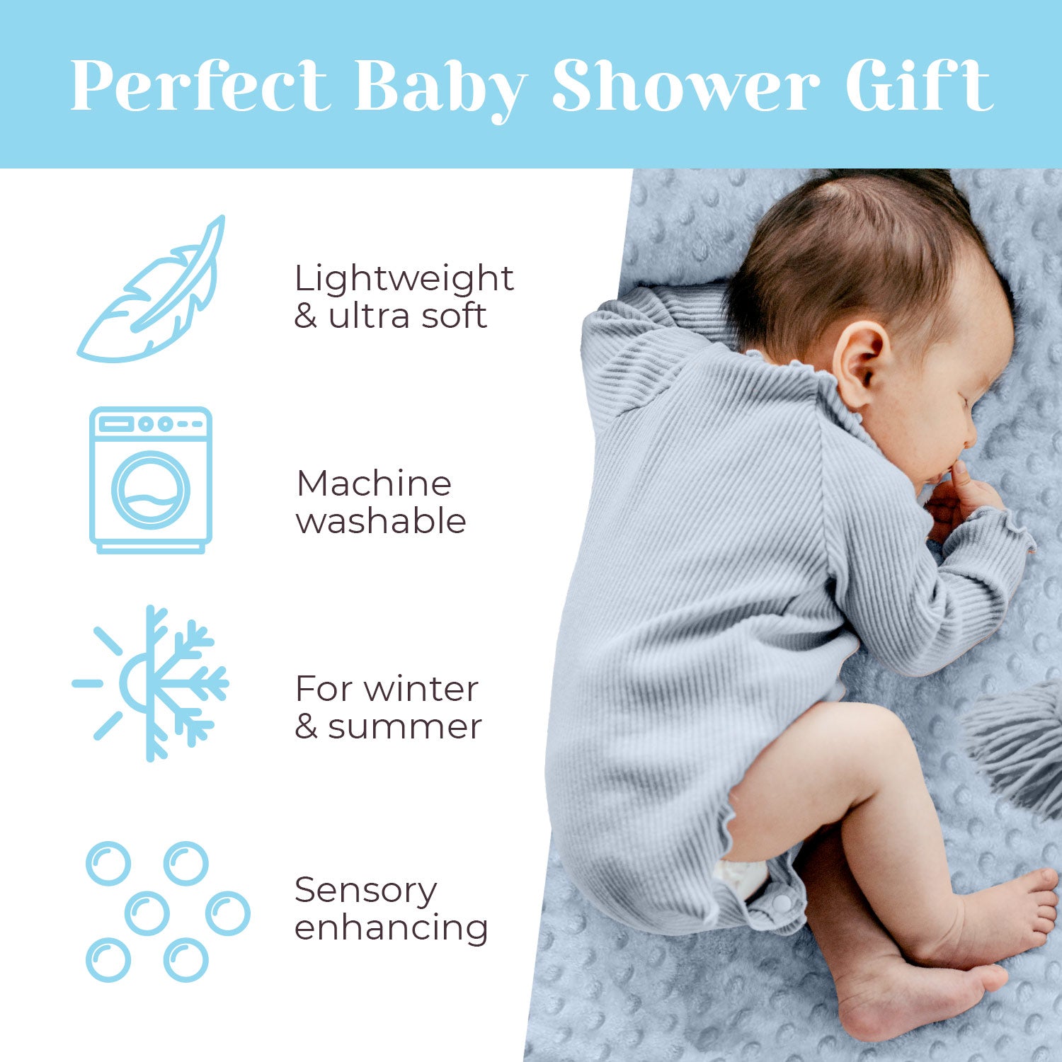 Personalized Baby Blanket, Minky Dot Baby Blanket Blue+Gray – berrybebe