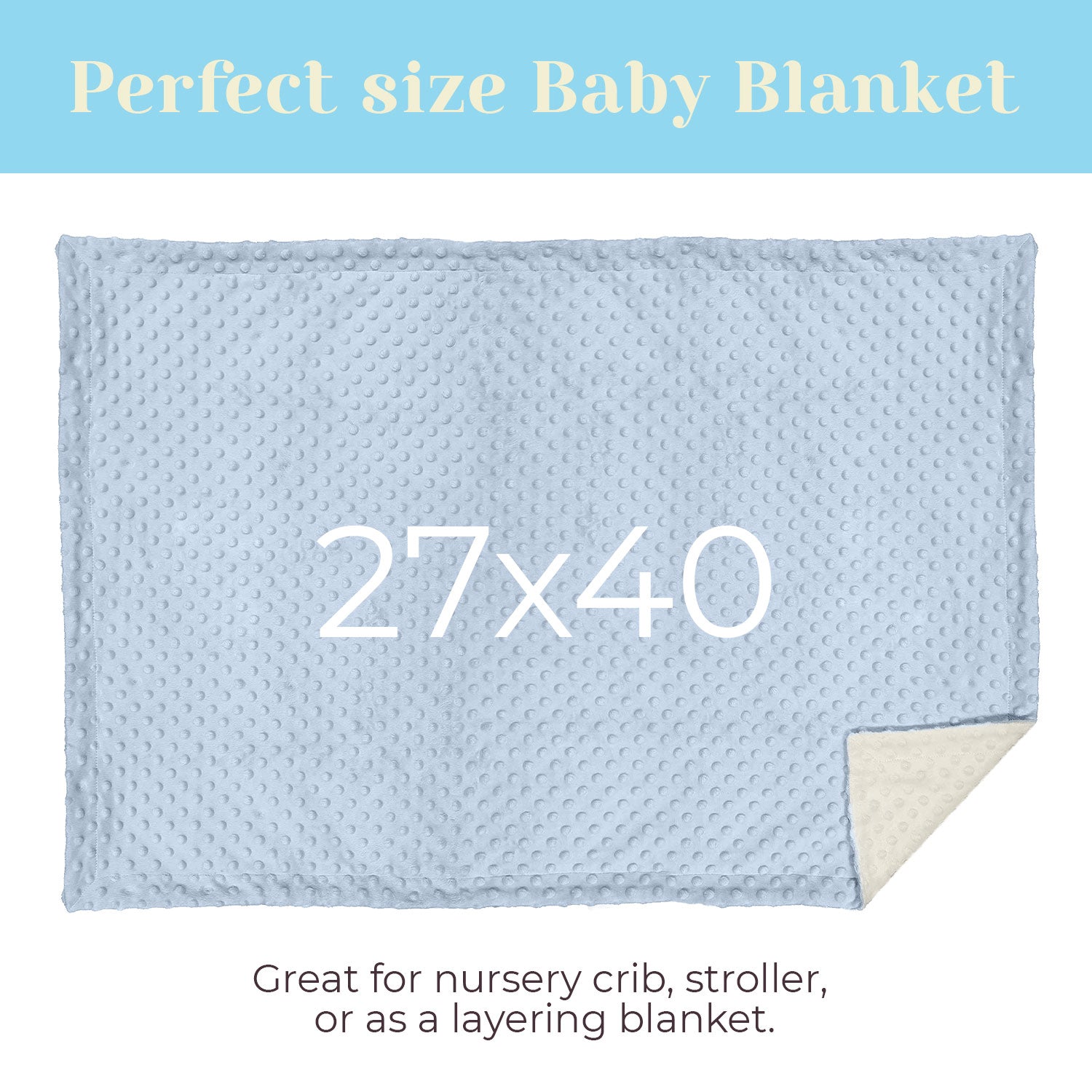 Personalized Baby Blanket, Minky Dot Baby Blanket Blue+Ivory