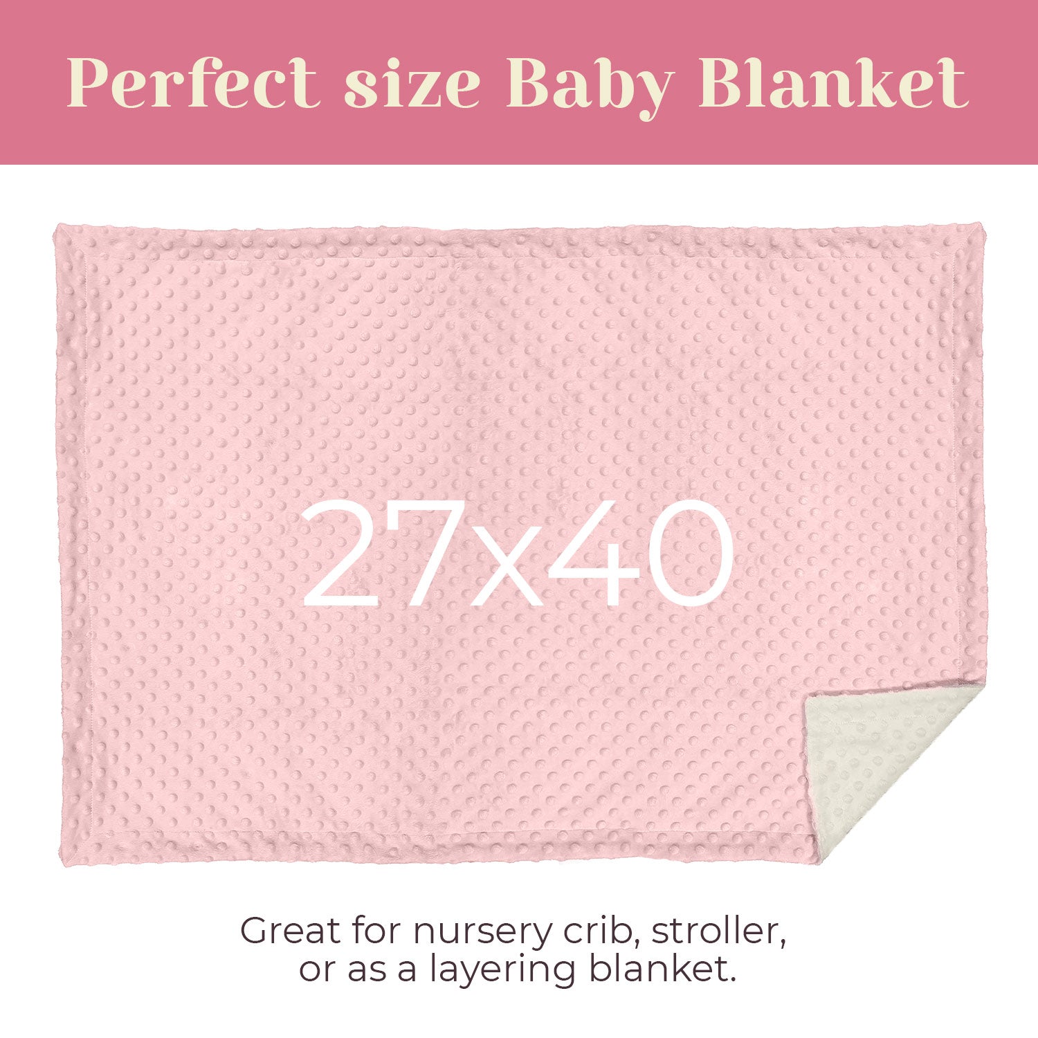 Personalized Baby Blanket Minky Dot Baby Blanket Pink+Ivory