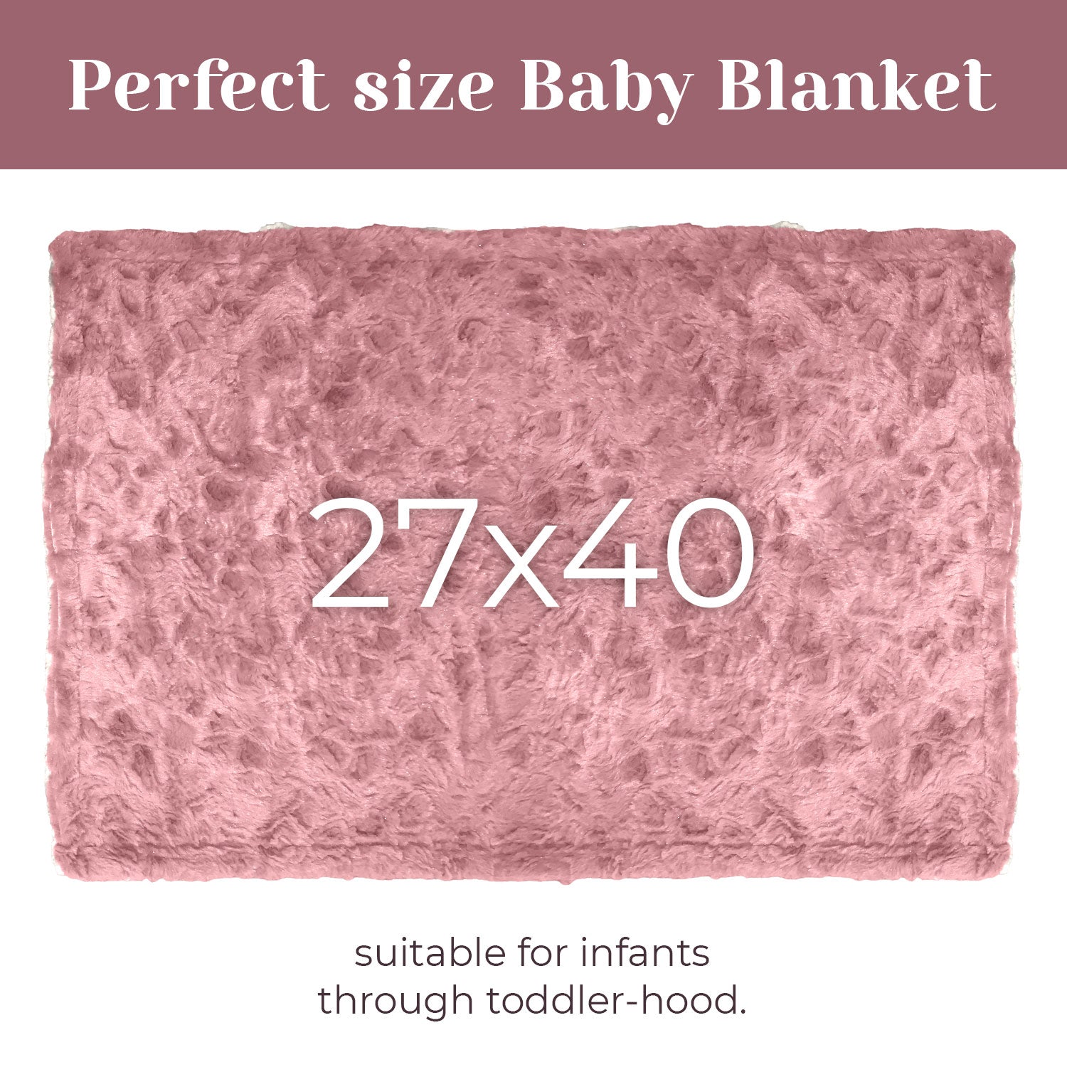 Personalized Baby Blanket, Luxury Faux Fur Baby Blanket, Mauve Pink+Ivory