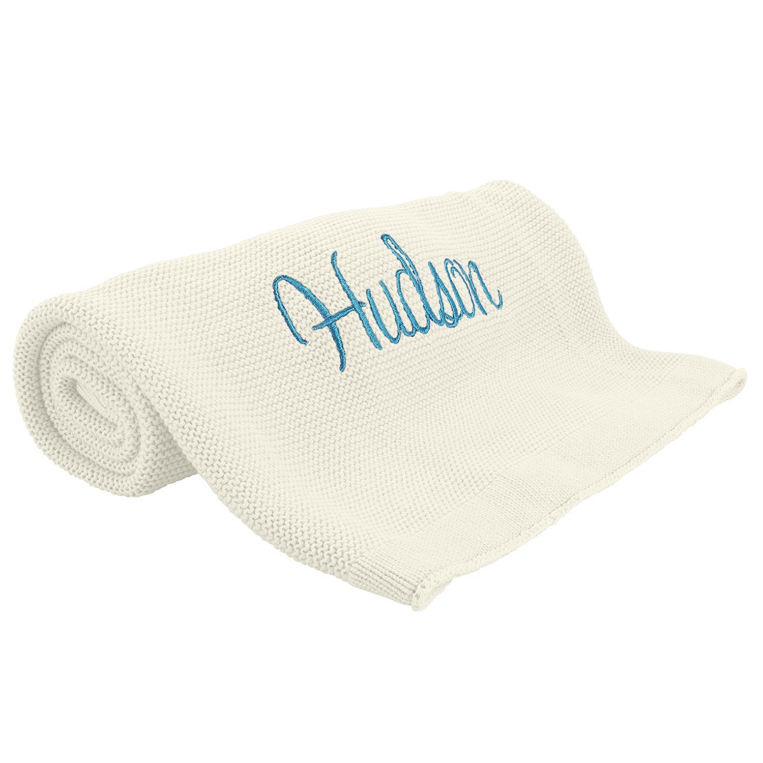 Personalized Baby Blanket, Cotton Knit Blanket Ivory