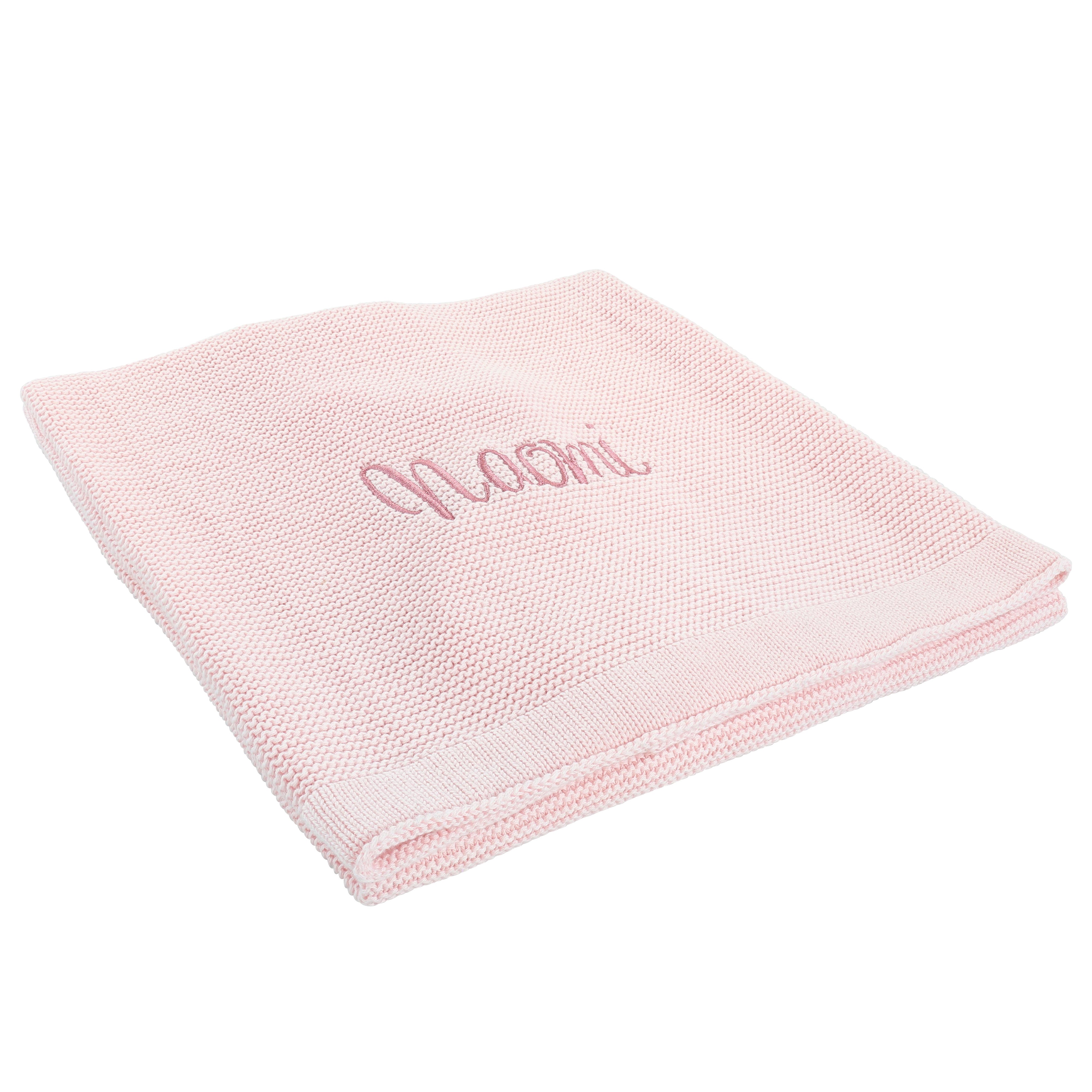 Personalized Baby Blanket, Cotton Knit Blanket Pink
