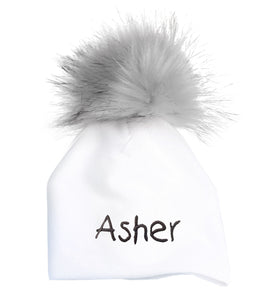 Personalized Baby Hat with Pompom